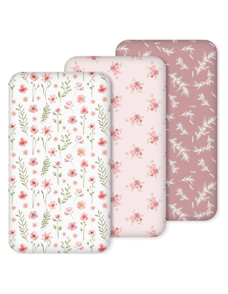 Sábanas Ajustadas para Cuna Civarua Kids Rosa Floral - Paquete de 3