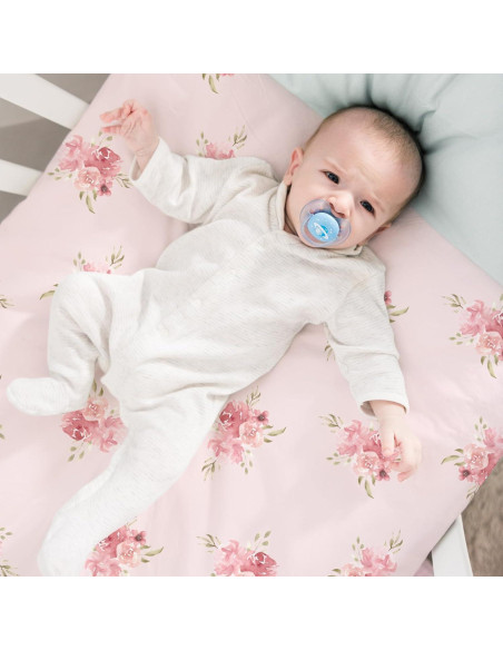 Sábanas Ajustadas para Cuna Civarua Kids Rosa Floral - Paquete de 3