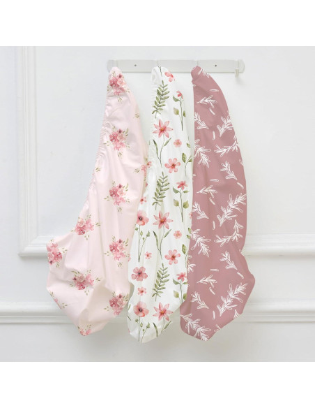 Sábanas Ajustadas para Cuna Civarua Kids Rosa Floral - Paquete de 3