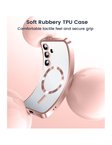 Funda Slim TOBOVON para Samsung Galaxy S25 Oro Rosa con MagSafe