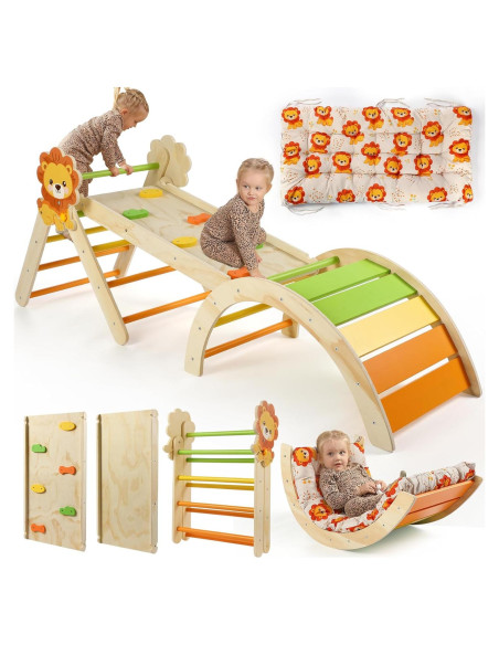 Conjunto Triángulo Pikler Yopnoyik con Cojín 7 en 1 para Niños Conjunto Triángulo Pikler Yopnoyik con Cojín 7 en 1 para Niños