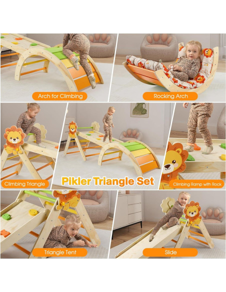 Conjunto Triángulo Pikler Yopnoyik con Cojín 7 en 1 para Niños Conjunto Triángulo Pikler Yopnoyik con Cojín 7 en 1 para Niños