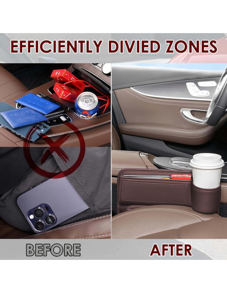 Organizador de Relleno de Espacio para Asiento de Coche TSTESE Marrón