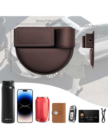 Organizador de Relleno de Espacio para Asiento de Coche TSTESE Marrón
