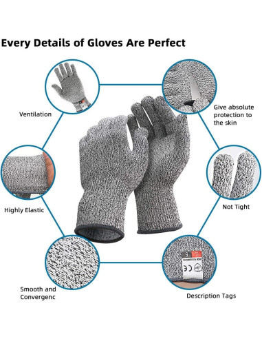 Guantes Resistentes a Cortes DEYAN Nivel 5 - 2 Pares XL