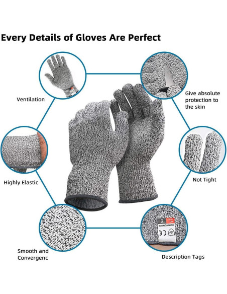 Guantes Resistentes a Cortes DEYAN Nivel 5 - 2 Pares XL