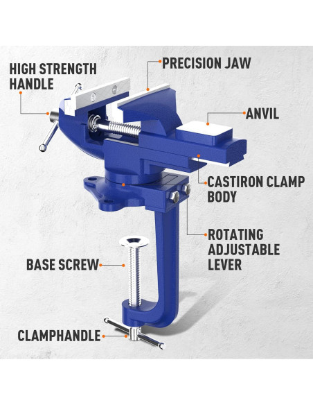 Torno de Banco 2 en 1 Shangyoyi 8.13 cm Azul Multifuncional