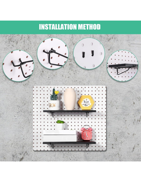 Estante Perforado Blulu 4 Piezas 35x15cm Negro Resistente