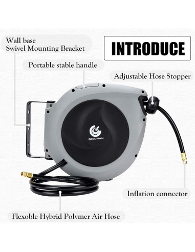 Carrete de Manguera de Aire G GOOD GAIN 15m 3/8" Automático