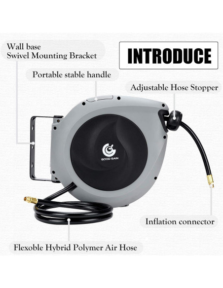 Carrete de Manguera de Aire G GOOD GAIN 15m 3/8" Automático