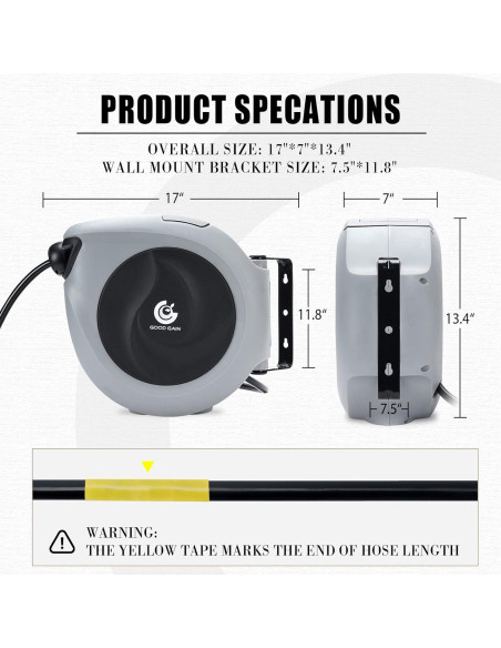 Carrete de Manguera de Aire G GOOD GAIN 15m 3/8" Automático