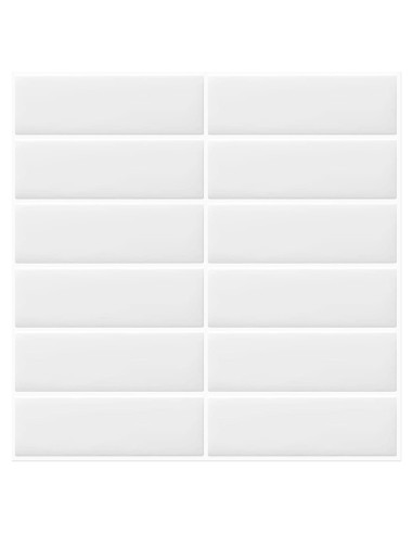 10 Hojas Azulejo Mosaico Autoadhesivo DEWOO Blanco 30.5x30.5cm