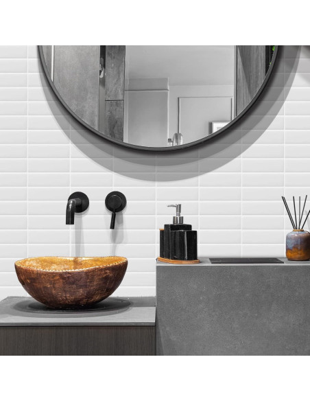 10 Hojas Azulejo Mosaico Autoadhesivo DEWOO Blanco 30.5x30.5cm