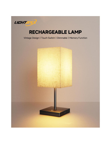 Lámpara de Mesa Inalámbrica Lightapex Cubo Negra 35.5cm