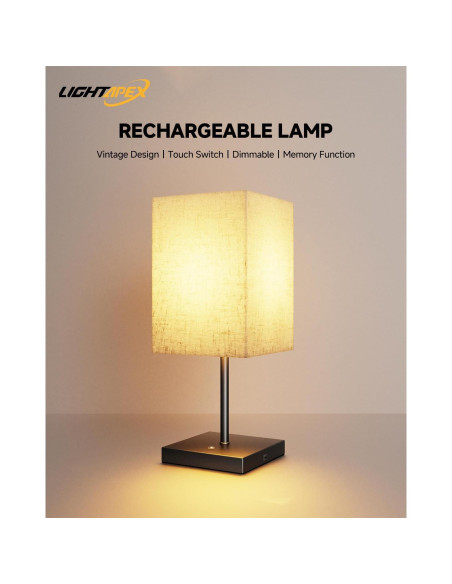 Lámpara de Mesa Inalámbrica Lightapex Cubo Negra 35.5cm