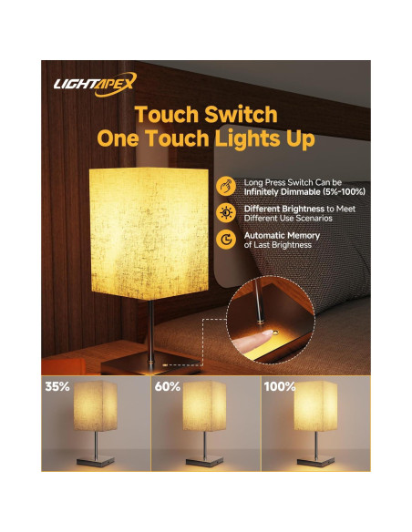 Lámpara de Mesa Inalámbrica Lightapex Cubo Negra 35.5cm