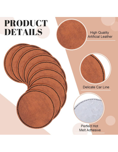 80 Parches de Cuero Sintético Juexica Redondos 6.35 cm