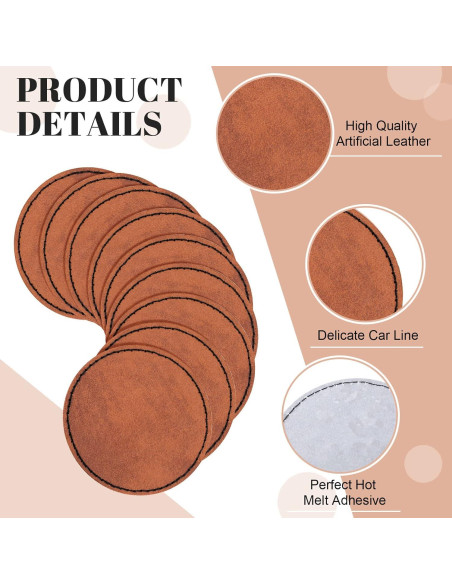 80 Parches de Cuero Sintético Juexica Redondos 6.35 cm