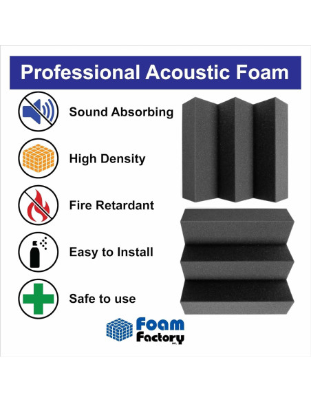 Paneles Acústicos Foam Factory 12 Piezas 30.48x30.48 cm