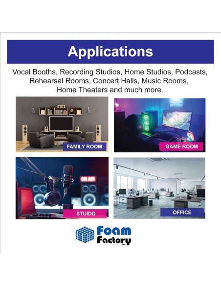 Paneles Acústicos Foam Factory 12 Piezas 30.48x30.48 cm