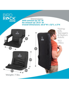 Silla de Estadio Reclinable Stadium Boss - Acolchada, 6 Posiciones, Negra 2