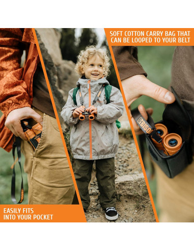 Binoculares BeBison para Niños 8x21 Compactos a Prueba de Golpes