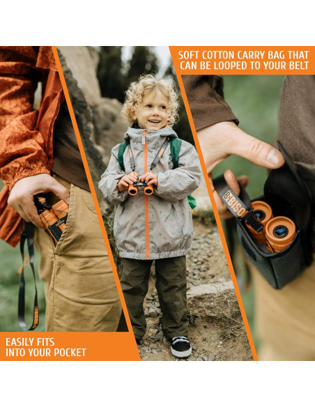 Binoculares BeBison para Niños 8x21 Compactos a Prueba de Golpes