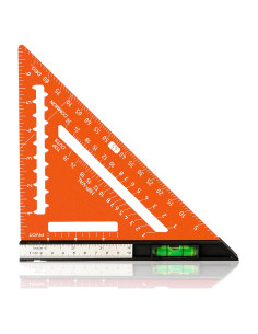 Escuadra de 18 cm Beslands con Nivel y Regla de Acero Naranja