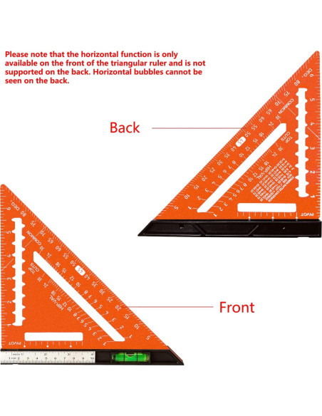 Escuadra de 18 cm Beslands con Nivel y Regla de Acero Naranja