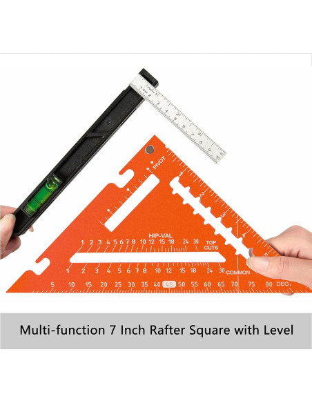 Escuadra de 18 cm Beslands con Nivel y Regla de Acero Naranja
