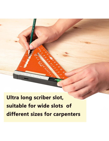 Escuadra de 18 cm Beslands con Nivel y Regla de Acero Naranja