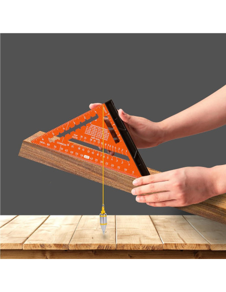 Escuadra de 18 cm Beslands con Nivel y Regla de Acero Naranja