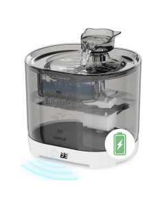 Fuente de Agua para Gatos HAPUP 2.2L Inalámbrica Silenciosa