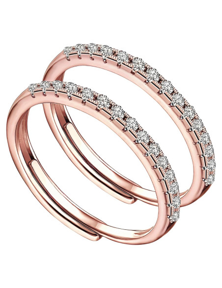 Anillo apilable ajustable Aimery 14K Oro Rosa 2 Piezas
