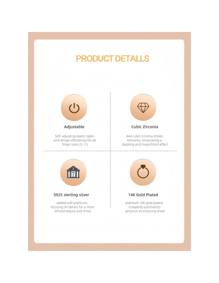 Anillo apilable ajustable Aimery 14K Oro Rosa 2 Piezas