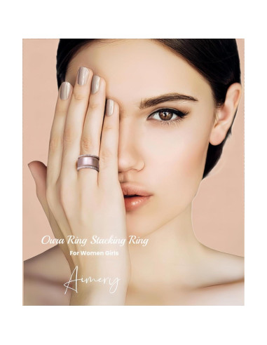 Anillo apilable ajustable Aimery 14K Oro Rosa 2 Piezas