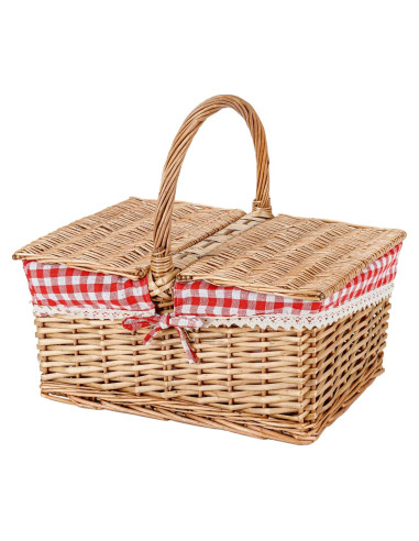 Cesta de Picnic Rectangular THY Collectibles con Doble Tapa 100.6x73.7x48.3 cm