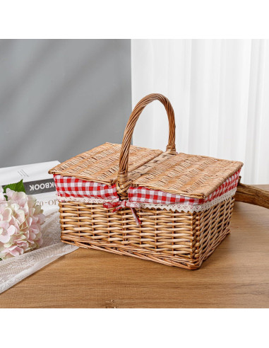 Cesta de Picnic Rectangular THY Collectibles con Doble Tapa 100.6x73.7x48.3 cm