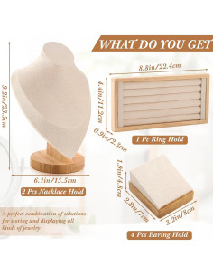 Soporte de Exhibición de Joyería RattanView 7 Pcs Beige 2