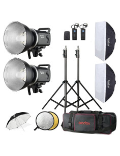 Kit de Flash de Estudio Godox MS300 600W con Softbox y Trípodes