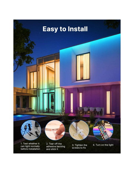 Luces de tira LED MuliVid 30.48m IP65 RGB control remoto Luces de tira LED MuliVid 30.48m IP65 RGB control remoto