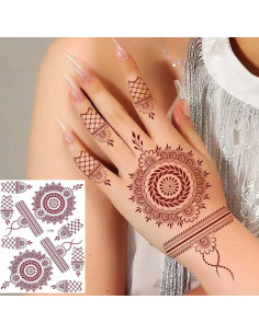 10 Hojas de Tatuajes Temporales de Henna Marrón PPVWEY 2