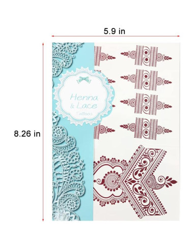 10 Hojas de Tatuajes Temporales de Henna Marrón PPVWEY