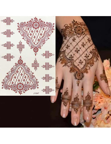 10 Hojas de Tatuajes Temporales de Henna Marrón PPVWEY