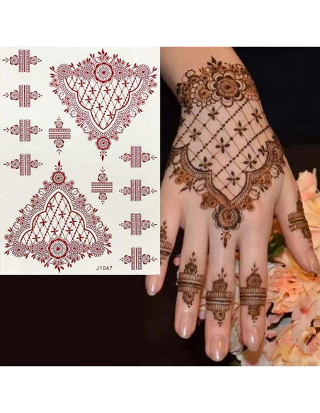 10 Hojas de Tatuajes Temporales de Henna Marrón PPVWEY