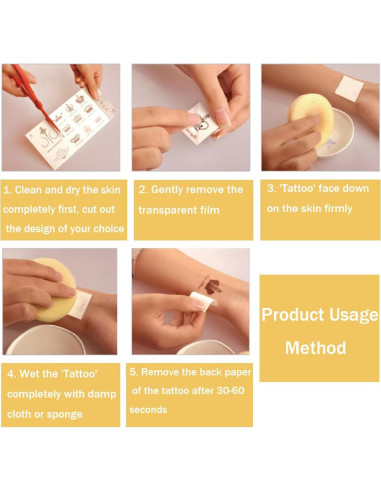 10 Hojas de Tatuajes Temporales de Henna Marrón PPVWEY