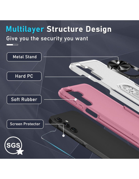 Funda Janmitta para Samsung Galaxy A16 5G con Protector y Soporte Funda Janmitta para Samsung Galaxy A16 5G con Protector y Soporte