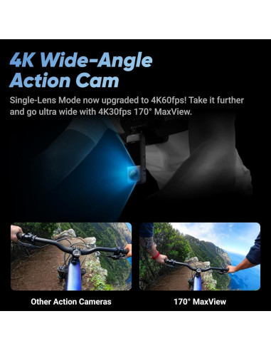 Cámara de acción Insta360 X4 8K 360 impermeable con 3 baterías