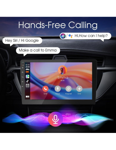 Estéreo de coche Haudio 10.1" Doble Din CarPlay Android Auto