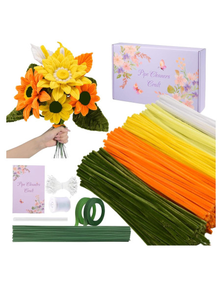 Juego de 400 Limpiapipas Girasol LansinLife para Manualidades